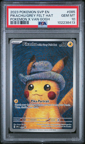 Pikachu With Grey Felt Hat [Pokemon X Van Gogh] #085 PSA 10 [Black Star Promo 2023]