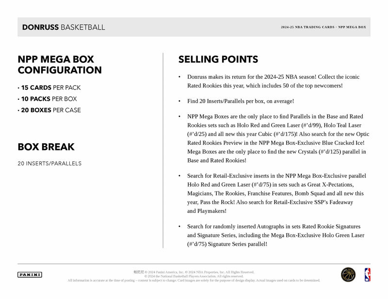 Panini Donruss NBA Basketball 2024/25 - Mega Box