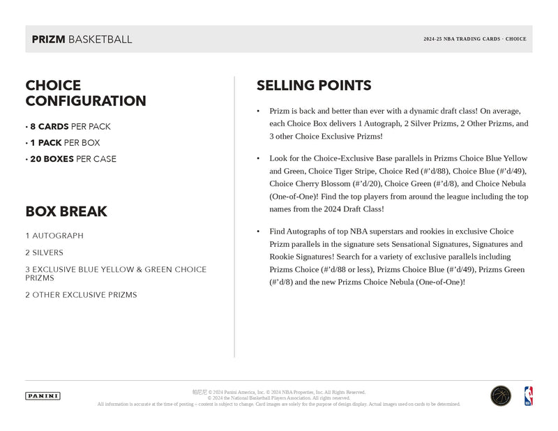 Panini Prizm NBA Basketball 2024/25 - Choice Box