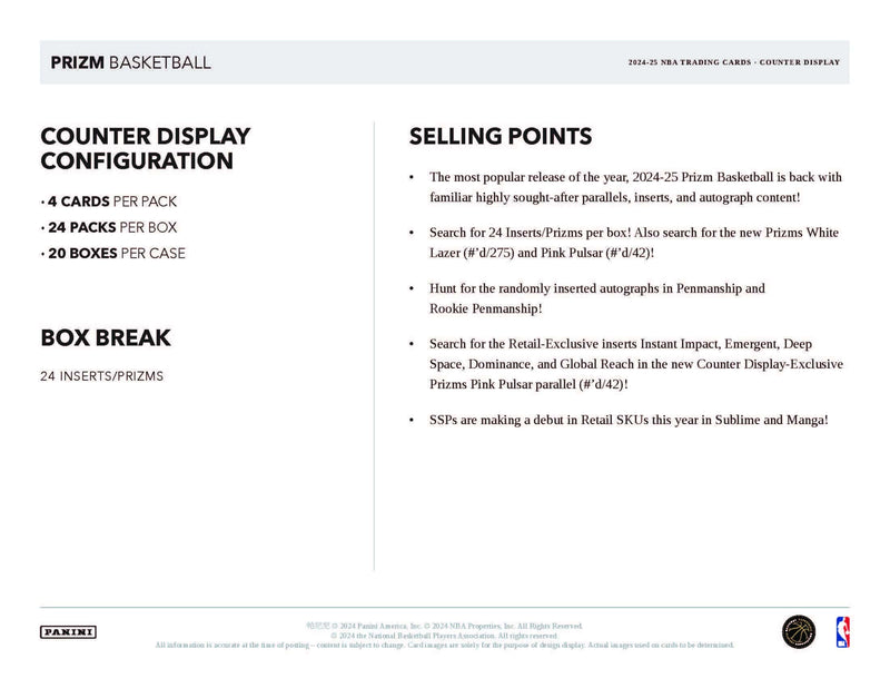 Panini Prizm NBA Basketball 2024/25 - Retail Box