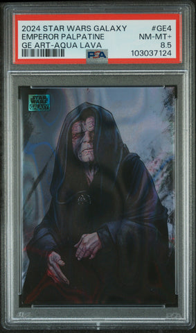 Emperor Palpatine [GE Art-Aqua Lava] #GE4 103/175 PSA 8.5 [Topps Chrome Star Wars Galaxy Galactic Empire Art 2024]