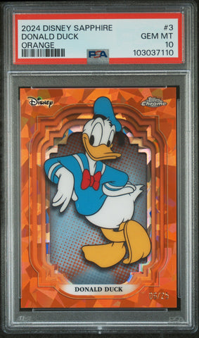 Donald Duck [Orange] #3 06/25 PSA 10 [Topps Chrome Disney Sapphire Edition 2024]
