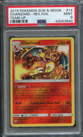 Charizard #14 Reverse Foil PSA 9 [Team Up]