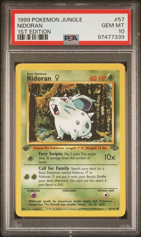Nidoran [1st Edition] #57 PSA 10 [Pokemon Jungle 1999]