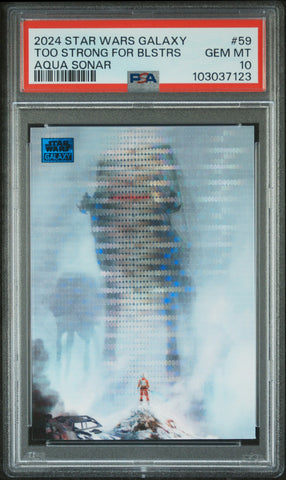 Too Strong For Blstrs [Aqua Sonar] #59 128/199 PSA 10 [Topps Chrome Star Wars Galaxy 2024]