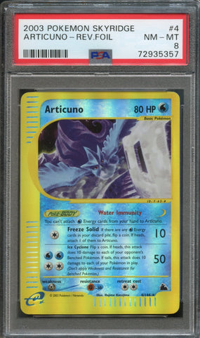 Articuno #4 Revserse Holo PSA 8 [Skyridge]