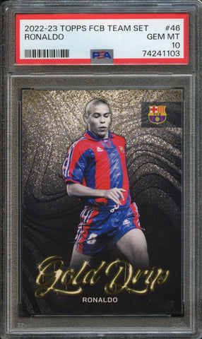 Ronaldo #46 Gold Drip PSA 10 [2022-23 Topps FC Barcelona Team Set]