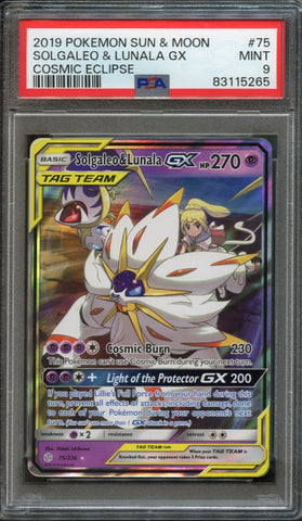 Solgaleo & Lunala GX #75 PSA 9 [Cosmic Eclipse]