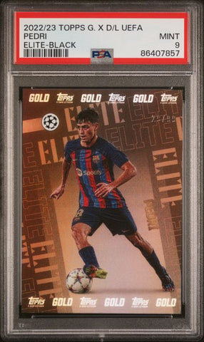 Pedri Elite-Black /99 PSA 9 [2022-23 Topps Gold X Dan Leydon Uefa]