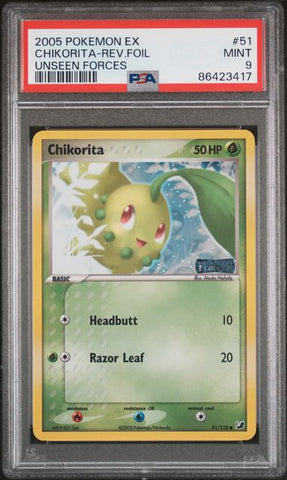 Chikorita [Reverse Holo] #51 PSA 9 [Unseen Forces]