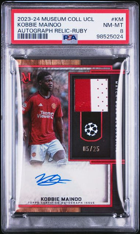 Kobbie Mainoo #KM Ruby /25 Autograph PSA 8 [2023-24 Topps Museum Collection]
