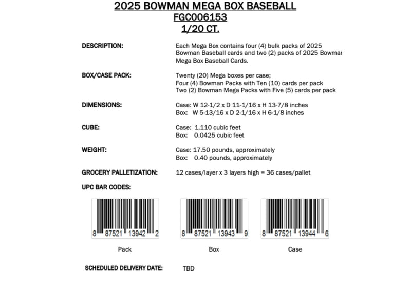 Topps Bowman Baseball 2025 - Mega Box