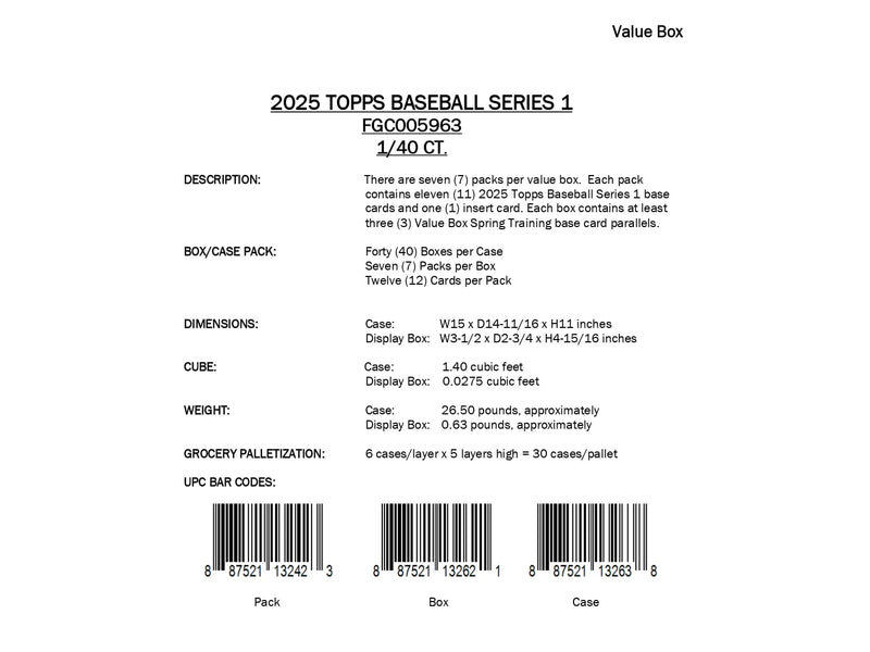 Topps MLB Baseball Series 1 2025 - Value Box