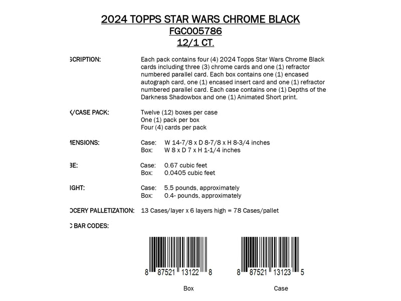 Topps Star Wars Chrome Black 2024 - Hobby Box