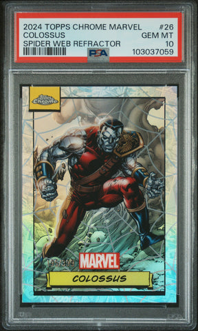 Colossus [Spider Web Refractor] #26 195/399 PSA 10 [Topps Chrome Marvel 2024]