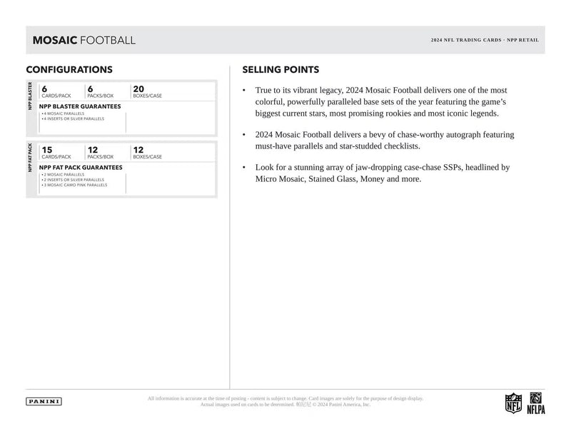 Panini Mosaic NFL Football 2024 - Blaster Box