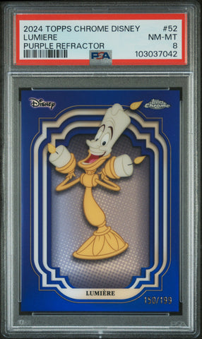 Lumiere [Purple Refractor] #52 150/199 PSA 8 [Topps Chrome Disney 2024]