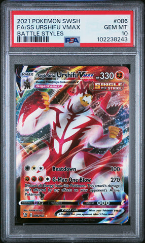 Fa/Ss Urshifu Vmax [Battle Styles] #086 PSA 10 [Battle Styles 2021]