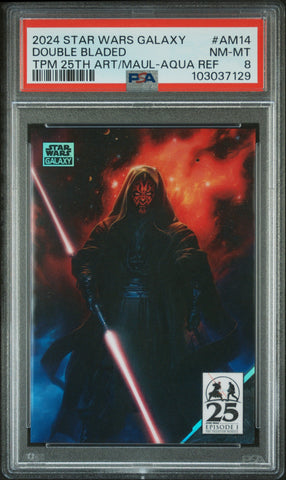 Double Bladed [TPM 25Th Art/Maul-Aqua Ref] #AM14 012/199 PSA 8 [Topps Chrome Star Wars Galaxy Phantom Menace 25Th Anniversary The Art Of Darth Maul 2024]