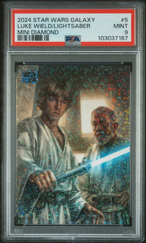 Luke Wield/Lightsaber [Mini Diamond] #5 PSA 9 [Topps Chrome Star Wars Galaxy 2024]