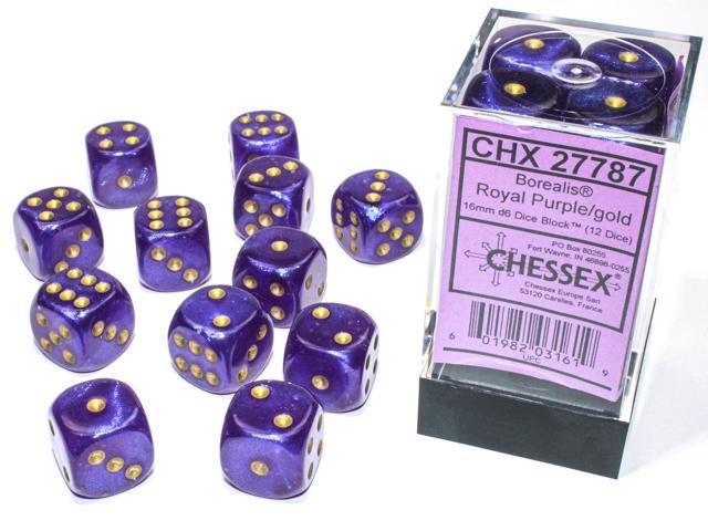 Borealis™ – 16mm d6 Royal purple/gold Luminary Dice Block