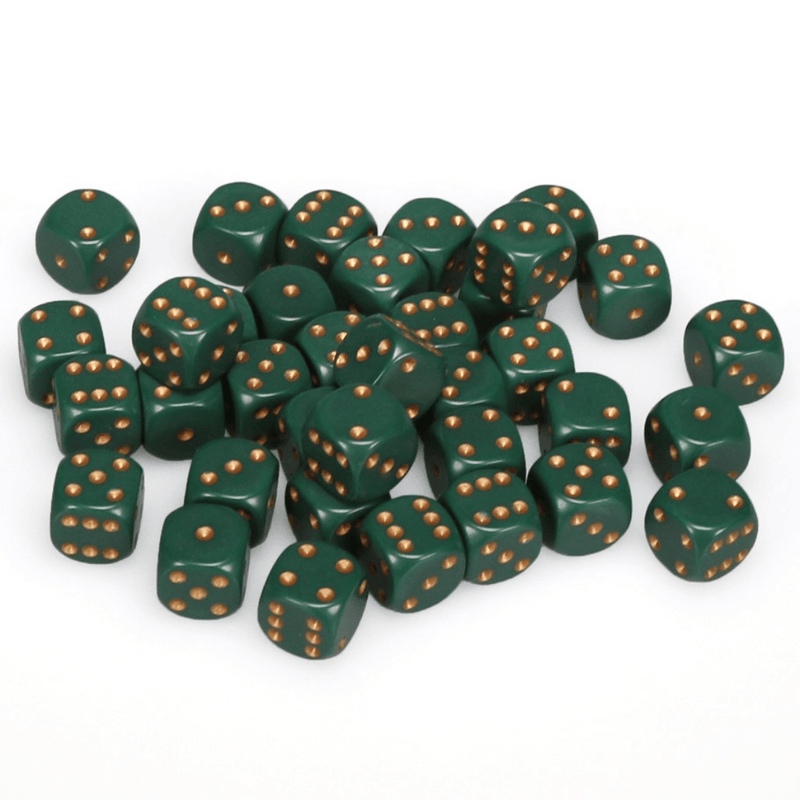 Opaque – 12mm d6 Dusty Green w/gold Dice Block™