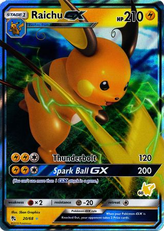 Raichu GX (20/68) (Pikachu Stamp