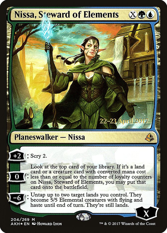 Nissa, Steward of Elements (Prerelease Promo) [Amonkhet Prerelease Promos]