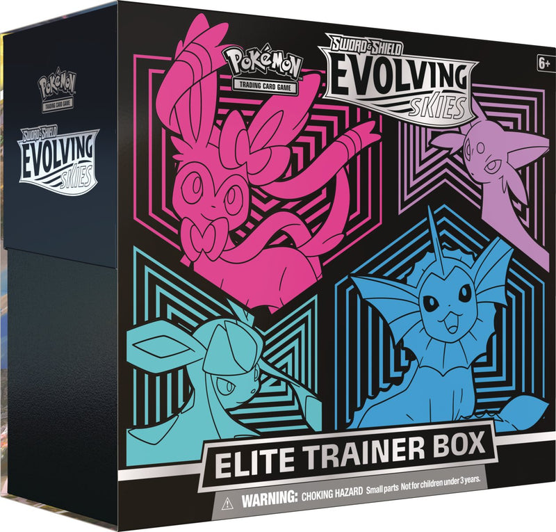 Pokemon Sword & Shield 7 Evolving Skies Elite Trainer Box (Sylveon Vaporeon Glaceon og Espeon)