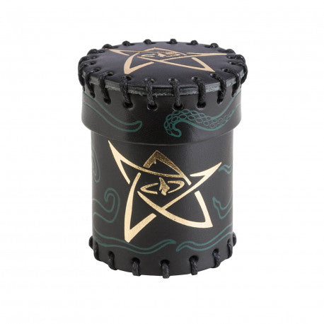 Call of Cthulhu Black & green-golden Leather Dice Cup forside