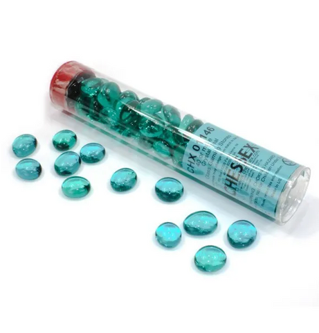 Chessex: Glass Gaming Stones - Crystal Teal (40)