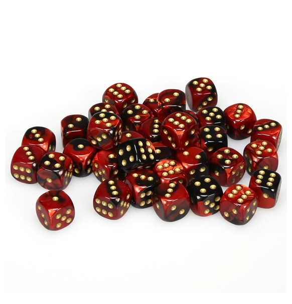 Gemini™ - 12mm d6 Black-Red w/gold Dice Block indhold