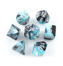 Gemini™ – Polyhedral Black-Shell w/white 7-Die Set indhold
