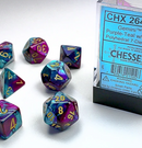 Gemini™ – Polyhedral Purple-Teal w/gold 7-Die Set forside