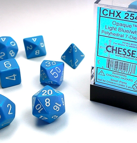 Opaque™ – Polyhedral Light Blue w/white 7-Die Set