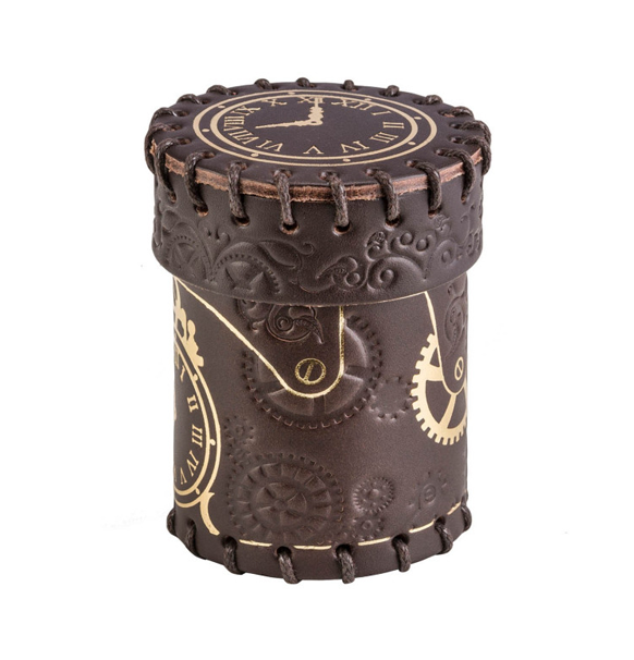 Dice Cup: Steampunk - Brown & Golden Leather