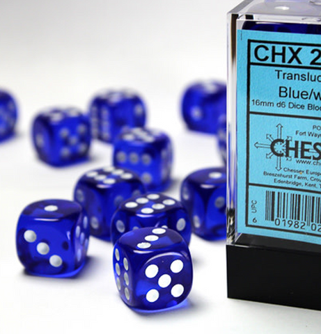 Translucent – 16mm d6 Blue w/white Dice Block™